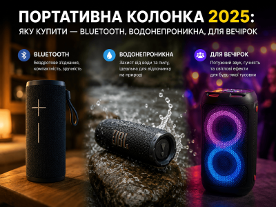 Портативна колонка 2025: яку купити — Bluetooth, водонепроникна, для вечірок
