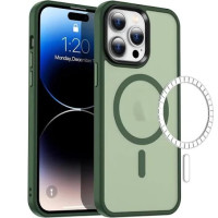 Чохол iPhone 14 Frosted with MagSafe green