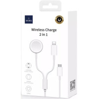 Мережева зарядка Type-C Wiwu 2 in 1 For Watch M10 1.5m white