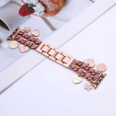 Ремінець Apple Watch 42/44/45/46/49 mm CHANEll Leather charm rose pink