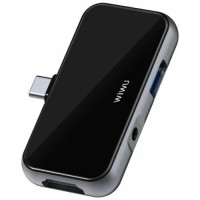 Перехідник adapter Hub Type-C 4in1 Wiwu T5 Pro gray