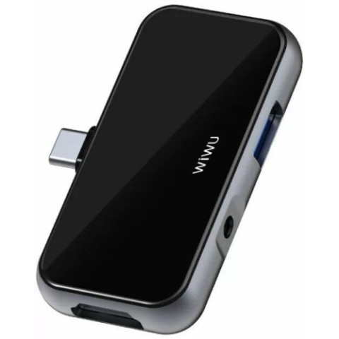 Перехідник adapter Hub Type-C 4in1 Wiwu T5 Pro gray