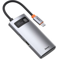 Перехідник Baseus Metal Gleam 4in1 HUB Docking Station (USB3.0*3+RJ45) gray