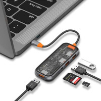 Перехідник adapter USB-C Hub Cyver 5in1Wiwu CB005 gray
