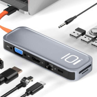 Перехідник adapter Hub Type-C 10in1 HDMI+VGA Rock gray TR01