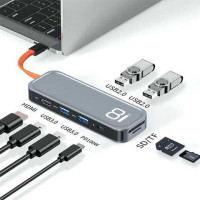 Перехідник adapter Hub Type-C 8in1 Rock gray