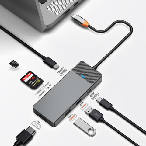 Перехідник аdapter Hub Type-C 7in1 Wiwu Linker gray A721HD