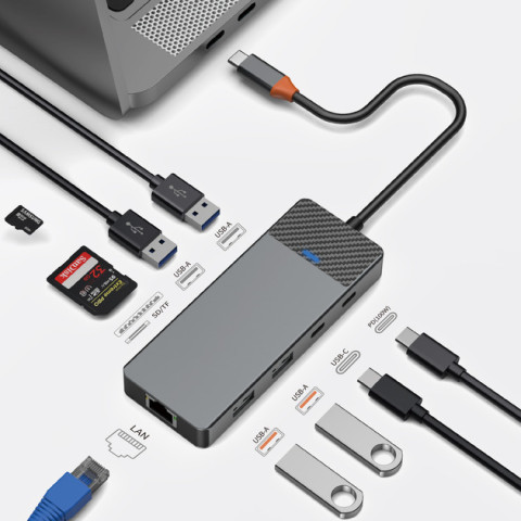 Перехідник adapter Hub Type-C 9in1 Wiwu A923RPT gray
